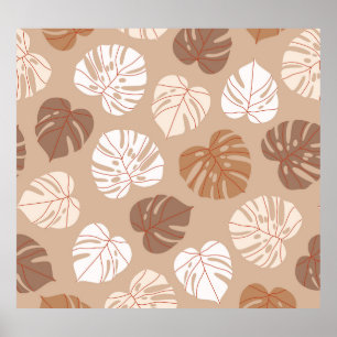 Beige Monstera-Blätter: Trendy, handGezeichnet Mus Poster