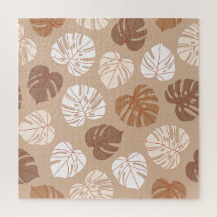 Beige Monstera-Blätter: Trendy, handGezeichnet Mus Puzzle