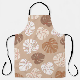 Beige Monstera-Blätter: Trendy, handGezeichnet Mus Schürze