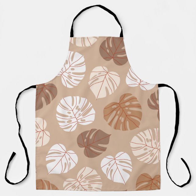 Beige Monstera-Blätter: Trendy, handGezeichnet Mus Schürze (Vorderseite)
