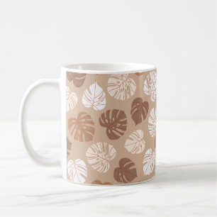Beige Monstera verlasse nahtloses Muster. Trendy h Kaffeetasse