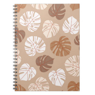 Beige Monstera verlasse nahtloses Muster. Trendy h Notizblock