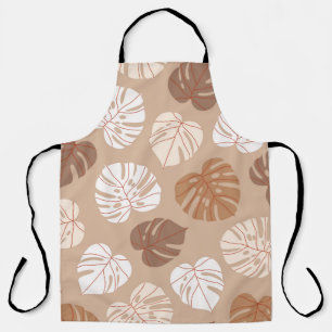 Beige Monstera verlasse nahtloses Muster. Trendy h Schürze