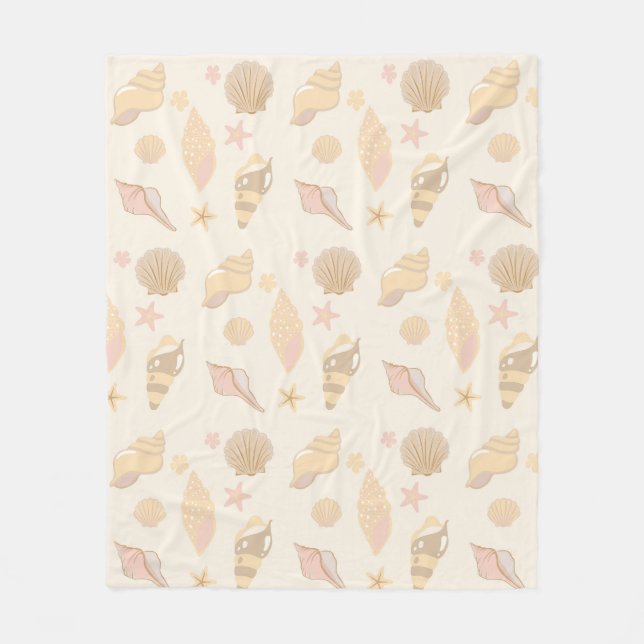 Beige Muschelmuster Fleecedecke (Vorderseite)