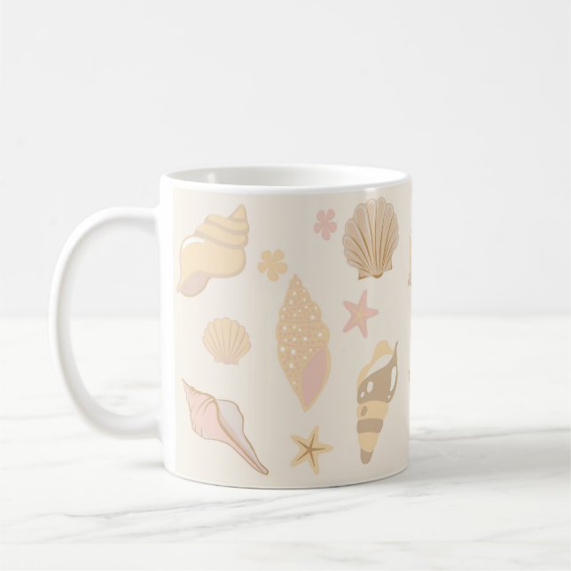 Beige Muschelmuster Kaffeetasse (Links)