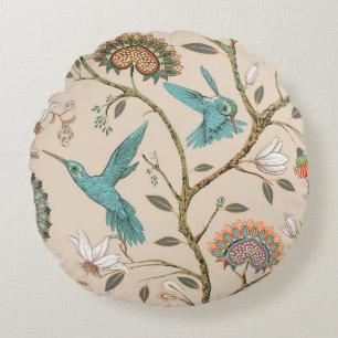 Beige nahtlose Muster mit stilisierten Blume und b Rundes Kissen