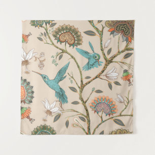 Beige Nahtloses Muster mit stilisierten Blumen und Wandteppich