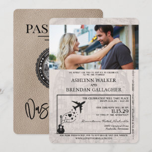 Beige Nashville Passport Wedding Einladung