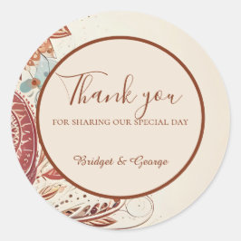 Beige natürliche Hochzeit Runder Aufkleber