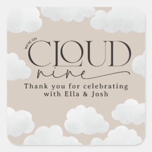 Beige natürliche Wolke neun Duschen moderne stilvo Quadratischer Aufkleber