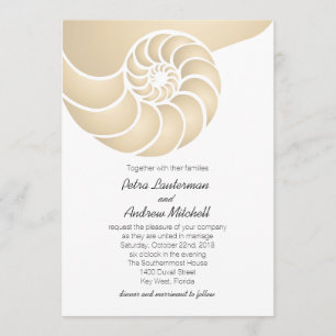 Beige Nautilus Muschel Beach Wedding Einladung