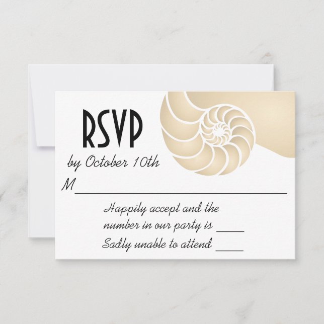 Beige Nautilus Muschel Beach Wedding RSVP Karte (Vorderseite)
