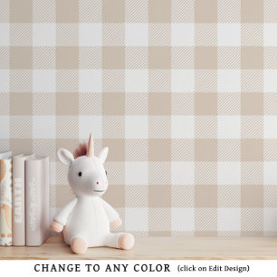 Beige Neutral Baby Gingham Kinderzimmer Wallpaper Tapete
