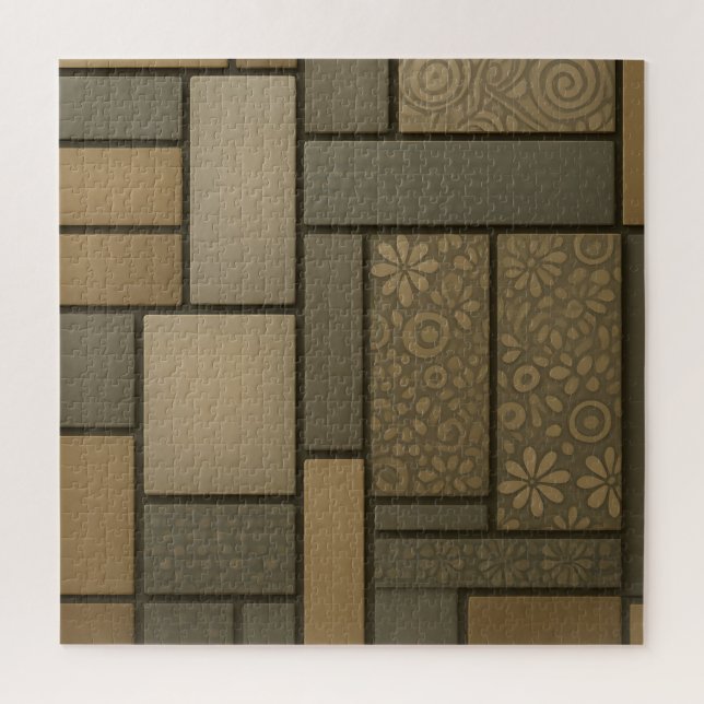 Beige Neutral Tile Mosaic Pattern Puzzle (Vertikal)