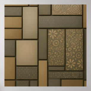 Beige neutrale Fliesen Mosaikmuster Poster