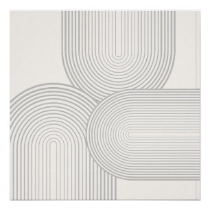 Beige neutrale symmetrische Regenbogenform weiß Poster