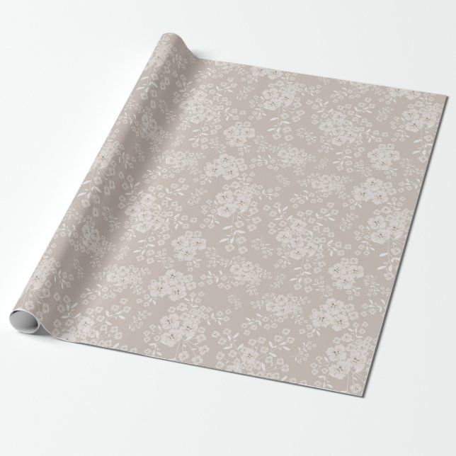 Beige neutrale Wildblume Geschenkpapier (Ungerollt)