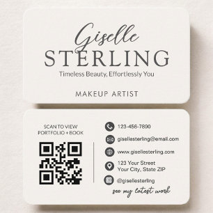 Beige Neutraler Makeup Artist QR Code Visitenkarte