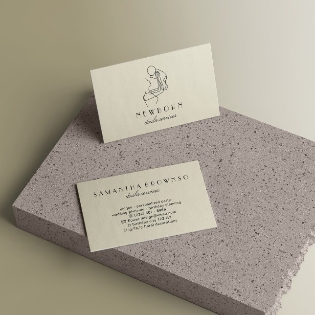 Beige New Geboren Baby Doula Visitenkarte (Beige New Born Baby Doula Business Card)