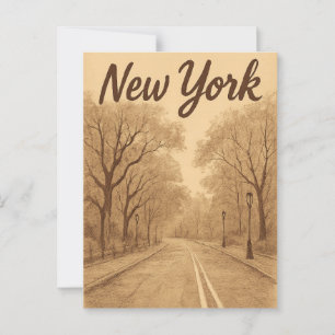Beige new york postkarte