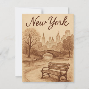 Beige new york postkarte