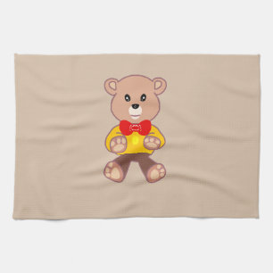Beige Niedlich Bowtie Teddy Bear Geschirrtuch
