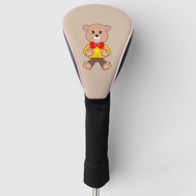 Beige Niedlich Bowtie Teddy Bear Golf Headcover (Vorderseite)