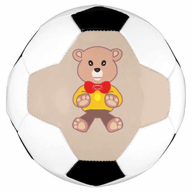 Beige Niedlich Bowtie Teddy Bear Soccer Ball (Vorderseite)