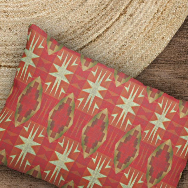 Beige Ochre Brown Red Orange Tribal Art Pattern Kissenbezug (Von Creator hochgeladen)
