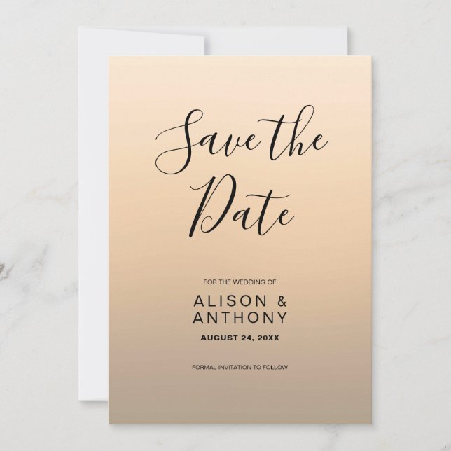 Beige Ombre Hintergrund Save The Date (Vorderseite)