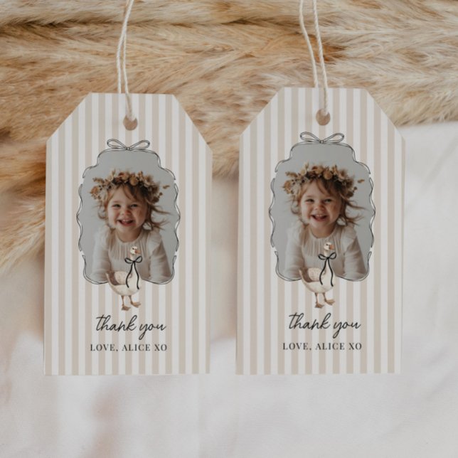 Beige One Silly Goose 1. Geburtstag Geschenkanhänger (Zazzle Beige One Silly Goose 1st Birthday Gift Tags)