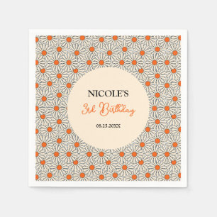 Beige Orange Daisies Floral Arch Geburtstag Serviette