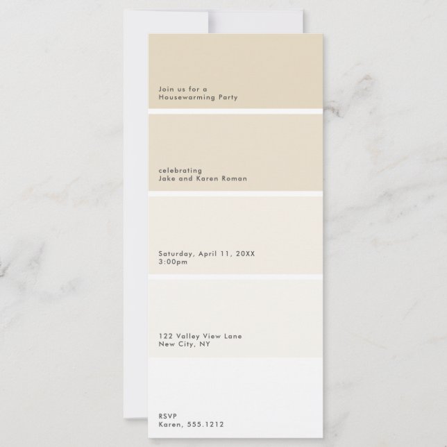 Beige Paint Chip Housewarming Party Invitation (Vorderseite)