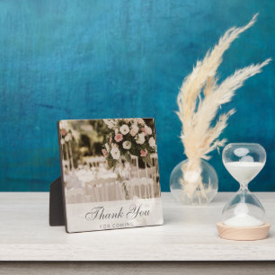 Beige Pastel Elegant Danke Souvenir Fotoplatte