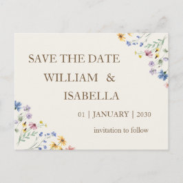 Beige Pastel Wildblume Ankündigungspostkarte