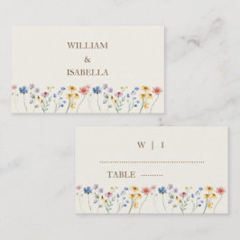 Beige Pastel Wildblume Platzkarte