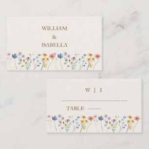 Beige Pastel Wildblume Platzkarte