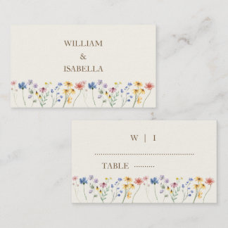 Beige Pastel Wildblume Platzkarte