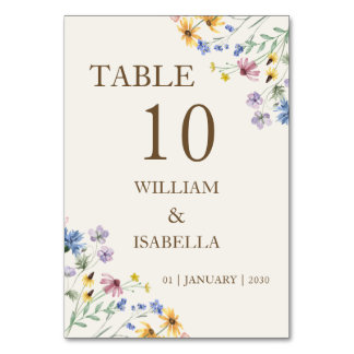 Beige Pastel Wildblume Tischnummer
