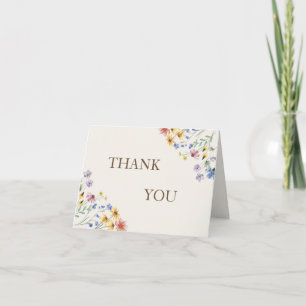 Beige Pastell Wildblume Dankeskarte