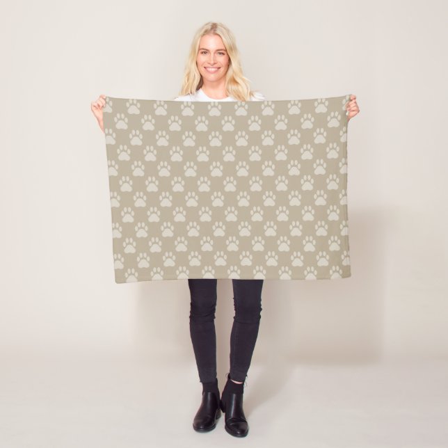 Beige Paw Prints Muster Fleecedecke (Beispiel)