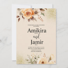 Beige Peach Dreamy Flora Hochzeit Einladung