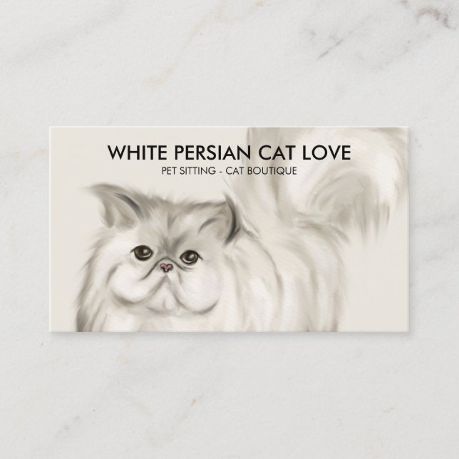 Beige Persische Katze Illustration Wasserfarbe Visitenkarte (Vorderseite)