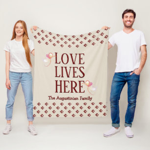 Beige   PERSONALISIERT   LIEBE LEBT HIER   Beibeha Fleecedecke