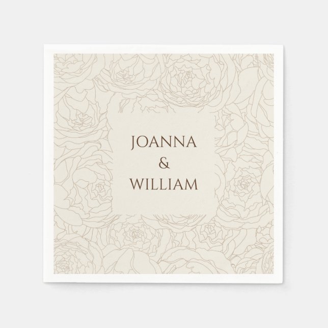 Beige personalisierte Hochzeitsnapkins Serviette (Vorderseite)