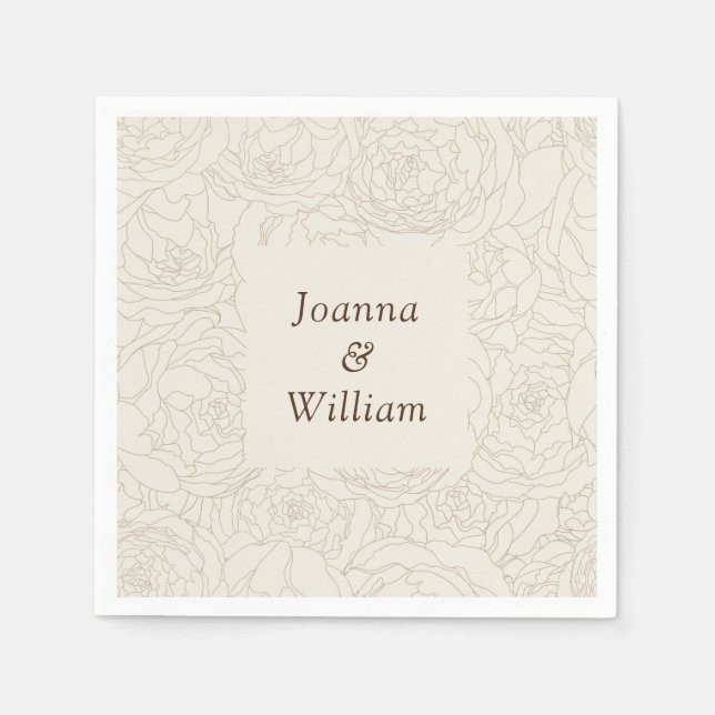 Beige personalisierte Hochzeitsnapkins Serviette (Vorderseite)