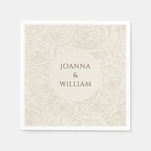 Beige personalisierte Hochzeitsnapkins Serviette (Vorderseite)