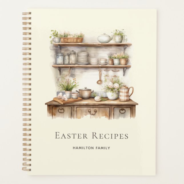 Beige Personalized Easter Recipes Planer (Vorderseite)