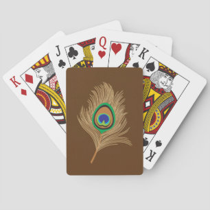 Beige Pfauenfeder für Schokoladenbraun Spielkarten