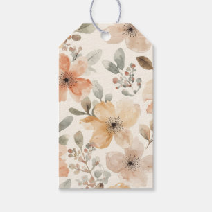 Beige Pfirsich Blumen-Wasserfarbe Botanisches Must Geschenkanhänger